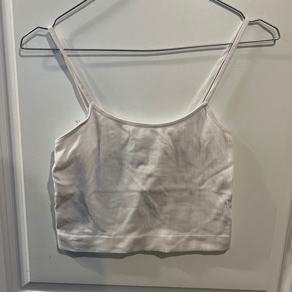 Better Together Womens Cami Cropped Ribbed Stretch White Size Small